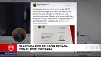 Olaechea presentó carta pidiendo reunirse con el presidente Martín Vizcarra. Foto y video: América Noticias