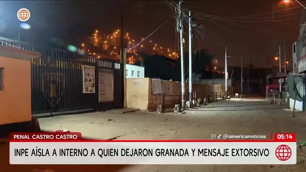 INPE aísla a interno a quien dejaron granada y mensaje extorsivo en penal Castro Castro. Foto: América Noticias INPE aísla a interno a quien dejaron granada y mensaje extorsivo en penal Castro Castro. Foto: América Noticias