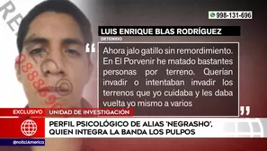 Perfil psicológico de alias Negrasho. Foto y video: Unidad de investigación