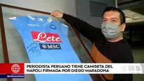 Periodista Pedro Canelo tiene camiseta firmada por Diego Maradona. América Noticias