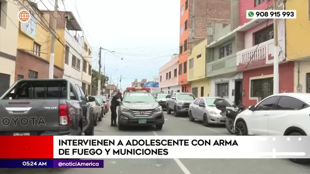 Adolescente con arma de fuego y municiones en La Perla. Foto: América Noticias