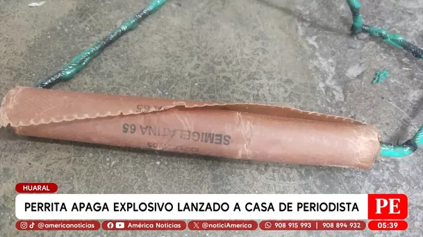 Perrita apagó explosivo lanzado contra casa de periodista en Huaral. Foto: América Noticias