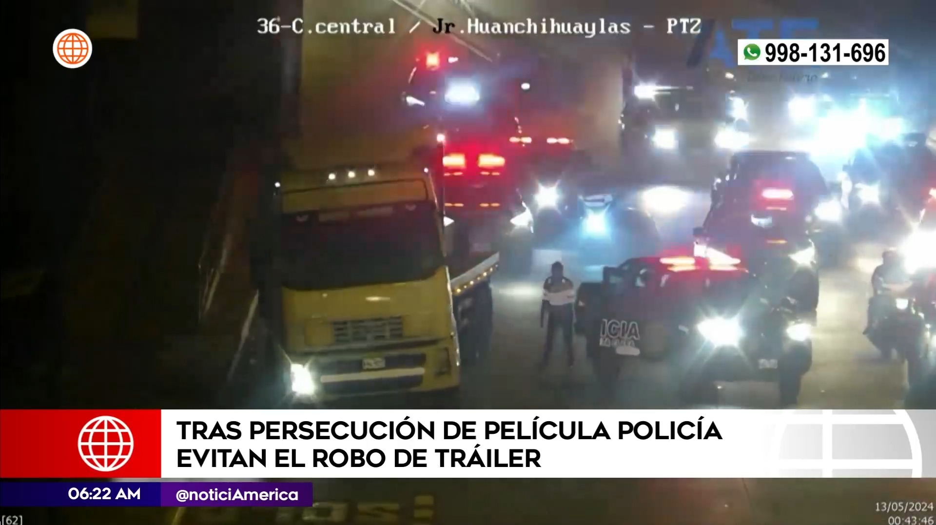 Más de 15 unidades policiales y de serenazgo persiguieron al camión | Imagen: América Noticias