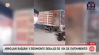 Personal del Municipio de Lima deja basura en Vía de Evitamiento