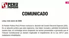 Perú Primero denuncia persecución tras fallo del JEE que excluye candidatura de Mario Vizcarra