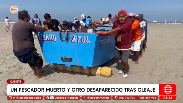 Un pescador muerto y otro desaparecido tras oleaje en Cañete. Foto: América Noticias Un pescador muerto y otro desaparecido tras oleaje en Cañete. Foto: América Noticias