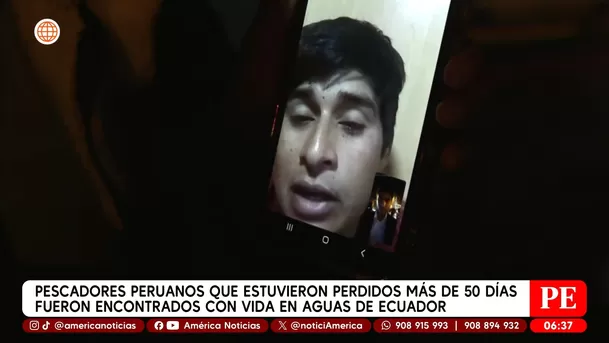 Pescadores peruanos fueron encontrados con vida en aguas de Ecuador. Foto: América Noticias Pescadores peruanos fueron encontrados con vida en aguas de Ecuador. Foto: América Noticias