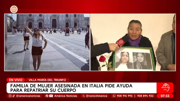 Piden apoyo para repatriar cuerpo de peruana asesinada en Italia. Foto: América TV Piden apoyo para repatriar cuerpo de peruana asesinada en Italia. Foto: América TV