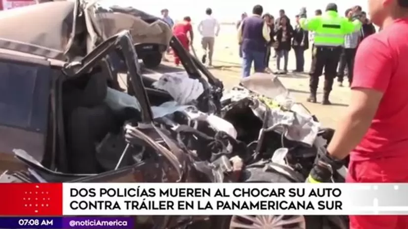 Pisco: dos policías murieron al chocar su auto contra un tráiler