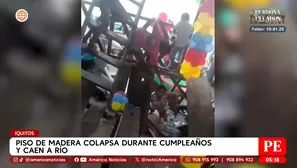 Piso colapsa en cumpleaños infantil y caen al río en Iquitos. Foto y video: América Noticias