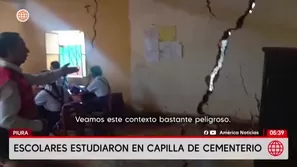 Estudiantes terminan año escolar en una capilla de cementerio en Piura. Foto y video: América Noticias