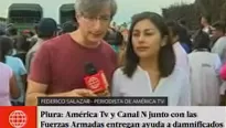 Federico Salazar y equipo de Am&eacute;rica TV en Piura.