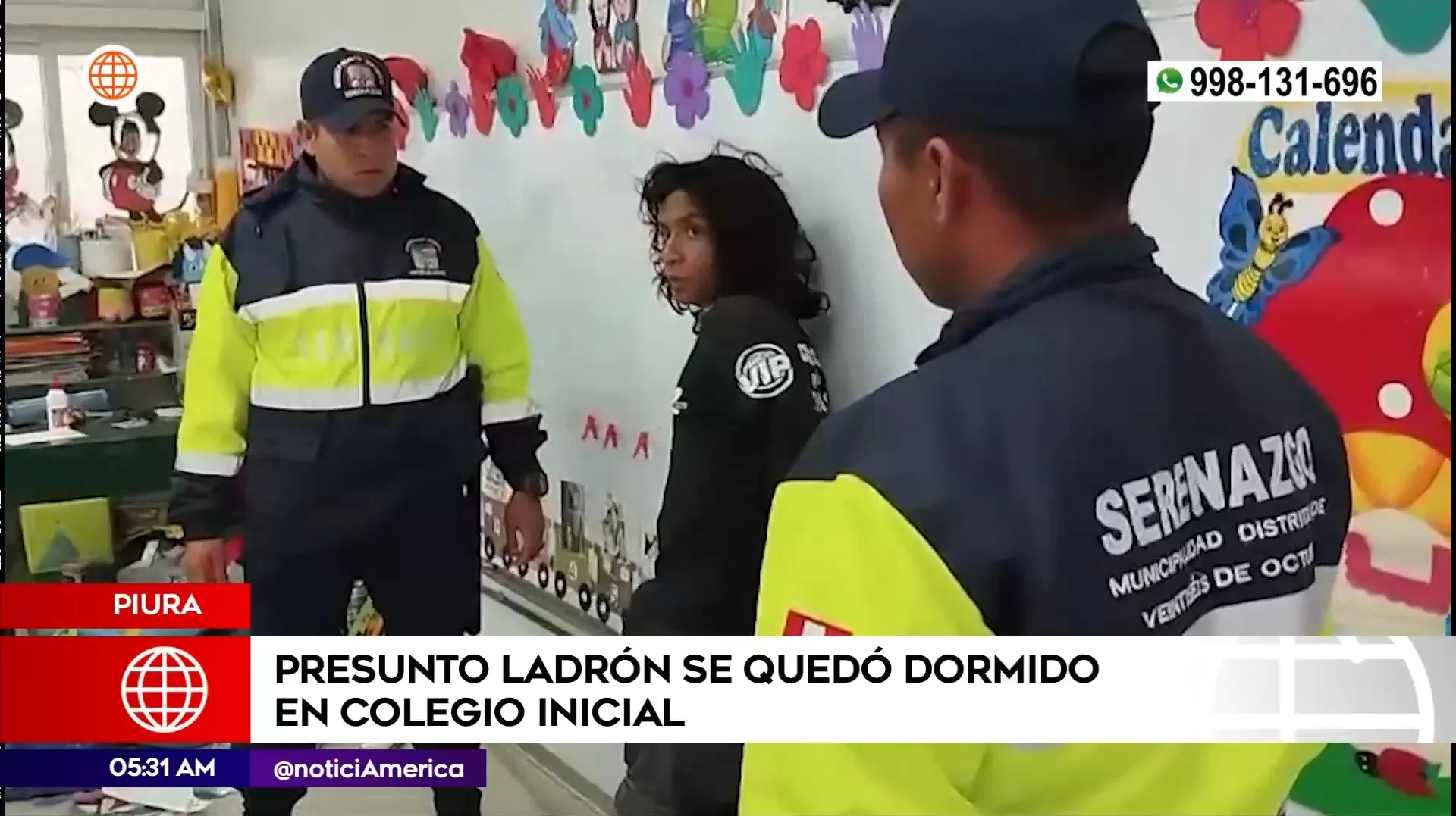 Presunto ladrón se quedó dormido en colegio inicial en Piura. Foto: América Noticias