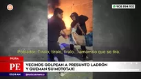 Vecinos golpean a presunto ladrón y queman su mototaxi en Piura. Foto y video: América Noticias