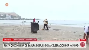 Playa Agua Dulce amanece llena de basura tras celebraciones de Navidad. Foto y video: América Noticias