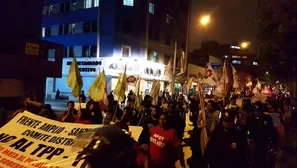 Marcha contra el TPP se desplazó a la Plaza San Martín. Foto: Frente Amplio