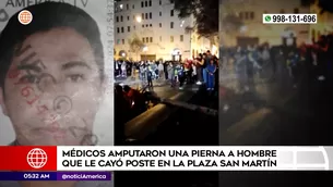 Poste cayó encima de un hombre en Plaza San Martín. Foto y video: América Noticias