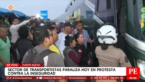 PNP traslada a pasajeros ante paro de transportistas. Foto y video: América TV