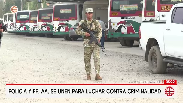 PNP y FF. AA. instalan base en empresa de transportes. Foto: América Noticias