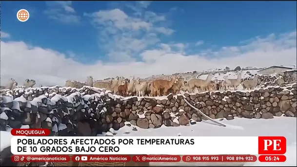 Pobladores afectados por temperaturas de 10 grados bajo cero en Moquegua. Foto: América Noticias