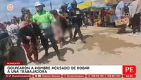 Pobladores golpean y desnudan a presunto ladrón en Huancayo. Foto y video: América TV