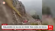 Residentes salvan de morir tras caída de rocas en Áncash