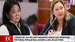 Corte Superior declaró inadmisible habeas data interpuesto por Fuerza Popular. Video: América