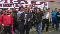 Los trabajadores judiciales contratados bajo el régimen Cas se encuentran realizando una protesta. / Video: Canal N