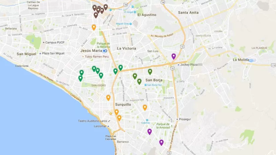 Mapa de hurtos según la Policía. América Noticias