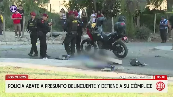 Policía abate a presunto delincuente y detiene a sospechoso en Los Olivos. Foto: América Noticias