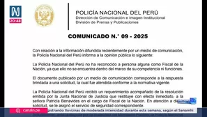 Comunicado de la PNP. Video: Canal N
