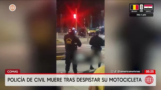 Policía de civil muere en accidente de tránsito en Comas. Foto: América Noticias Policía de civil muere en accidente de tránsito en Comas. Foto: América Noticias