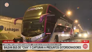 Policía detiene a dos presuntos extorsionadores de bus de CIVA en Los Olivos. Foto y video: América Noticias