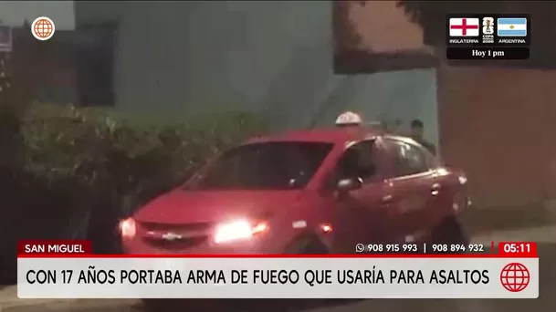 Policía detiene a menor con arma de fuego en San Miguel. Foto: América Noticias Policía detiene a menor con arma de fuego en San Miguel. Foto: América Noticias