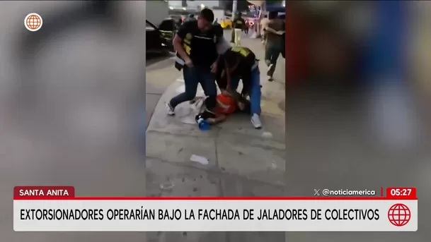 Policía detiene a presuntos extorsionadores en Santa Anita. Foto: América Noticias Policía detiene a presuntos extorsionadores en Santa Anita. Foto: América Noticias