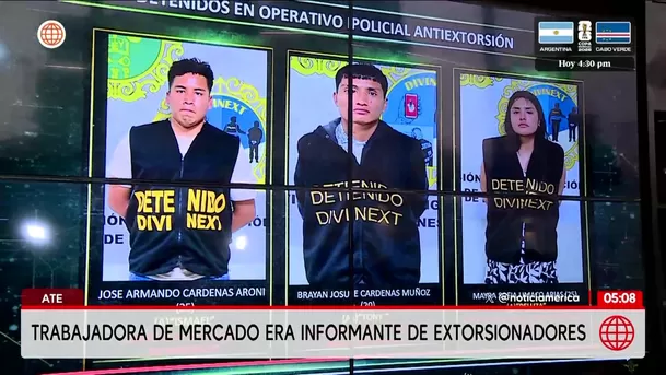 Policía detiene a tres personas por extorsión en mercado de Ate. Foto: América Noticias