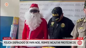Policía disfrazado de Papá Noel incauta 75 mil pirotécnicos en Iquitos. Foto y video: América Noticias