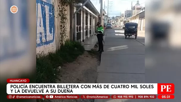 Policía encuentra billetera con más de 4 mil soles y la devuelve a su dueña en Huancayo. Foto: América Noticias Policía encuentra billetera con más de 4 mil soles y la devuelve a su dueña en Huancayo. Foto: América Noticias