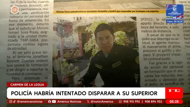 Policía habría intentado disparar a su superior en Carmen de La Legua. Foto: América Noticias