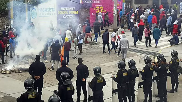 Protesta en Andahuaylas. Foto: Mininter Protesta en Andahuaylas. Foto: Mininter