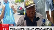 Policía interviene a vendedor ambulante que comercializaba agua adulterada