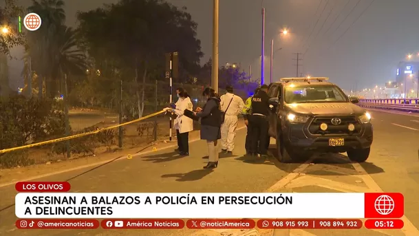 Policía muere baleado en persecución a delincuentes en Los Olivos. Foto: América Noticias