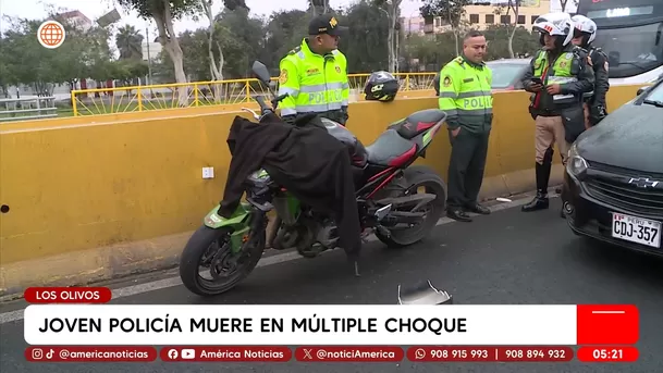 Joven policía muere en múltiple choque en Los Olivos. Foto: América Noticias