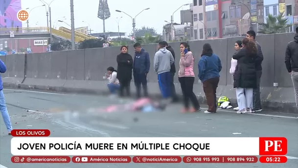 Joven policía muere en múltiple choque en Los Olivos. Foto: América Noticias