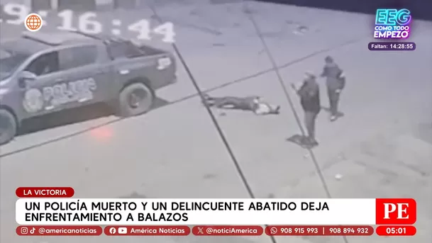 Policía muere y delincuente cae abatido en balacera en La Victoria. Foto: América Noticias