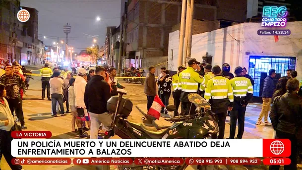 Policía muere y delincuente cae abatido en balacera en La Victoria. Foto: América Noticias