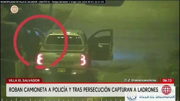 Policía captura a ladrones de camioneta en balacera/ América Noticias