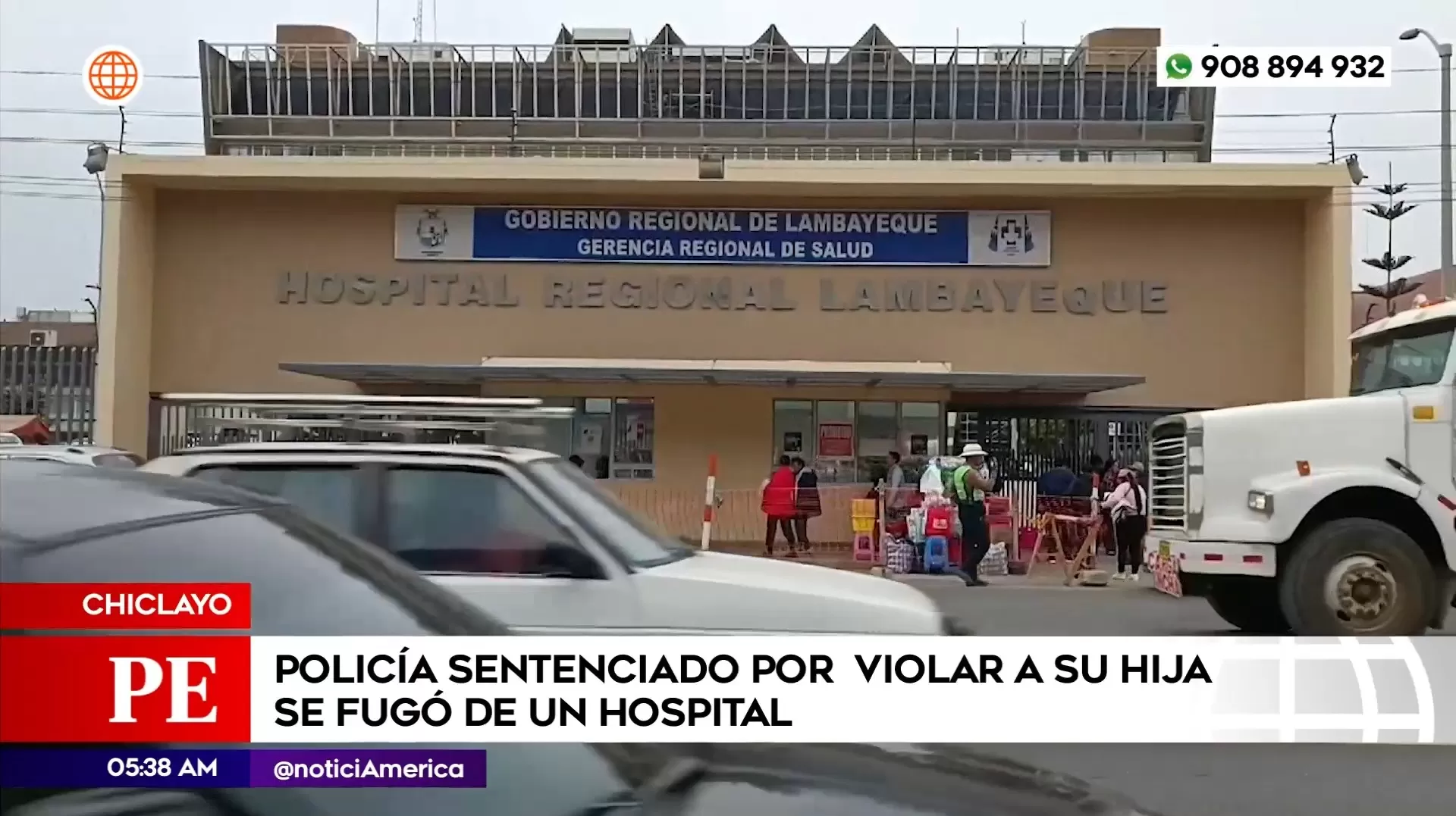 Policía que violó a su hija fugó de hospital. Foto: América Noticias