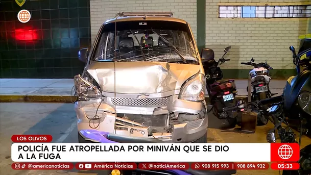 Policía de tránsito atropellada por miniván que fugó. Foto: América Noticias