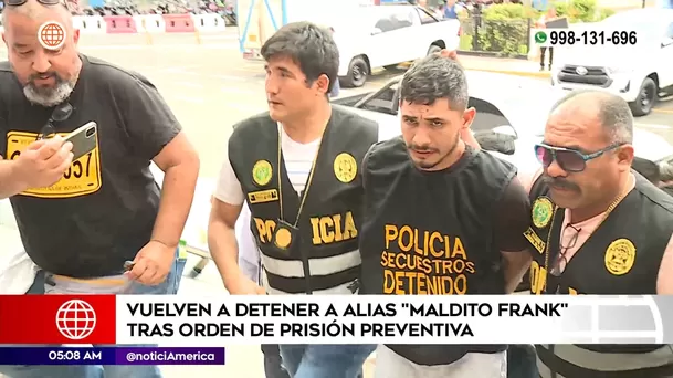 Maldito Frank detenido por orden de prisión preventiva. Foto: América Noticias Maldito Frank detenido por orden de prisión preventiva. Foto: América Noticias